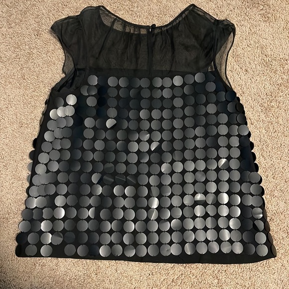 Club Monaco matte sequinned too with mesh puffed sleeves - Picture 2 of 5